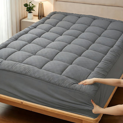 Mattress Topper Baffle-Box Down-Alternative Fill with Deep-Pocket Skirt in Twin to King Sizes