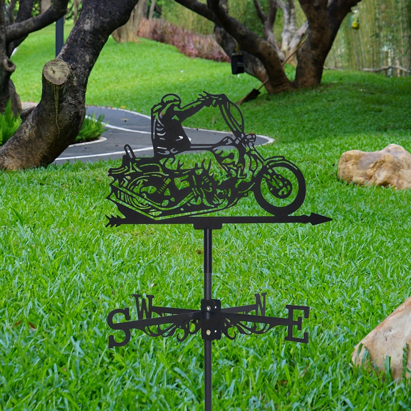 Weathervane | Metal Motorcycle Garden Yard Roof Wind Direction Decor
