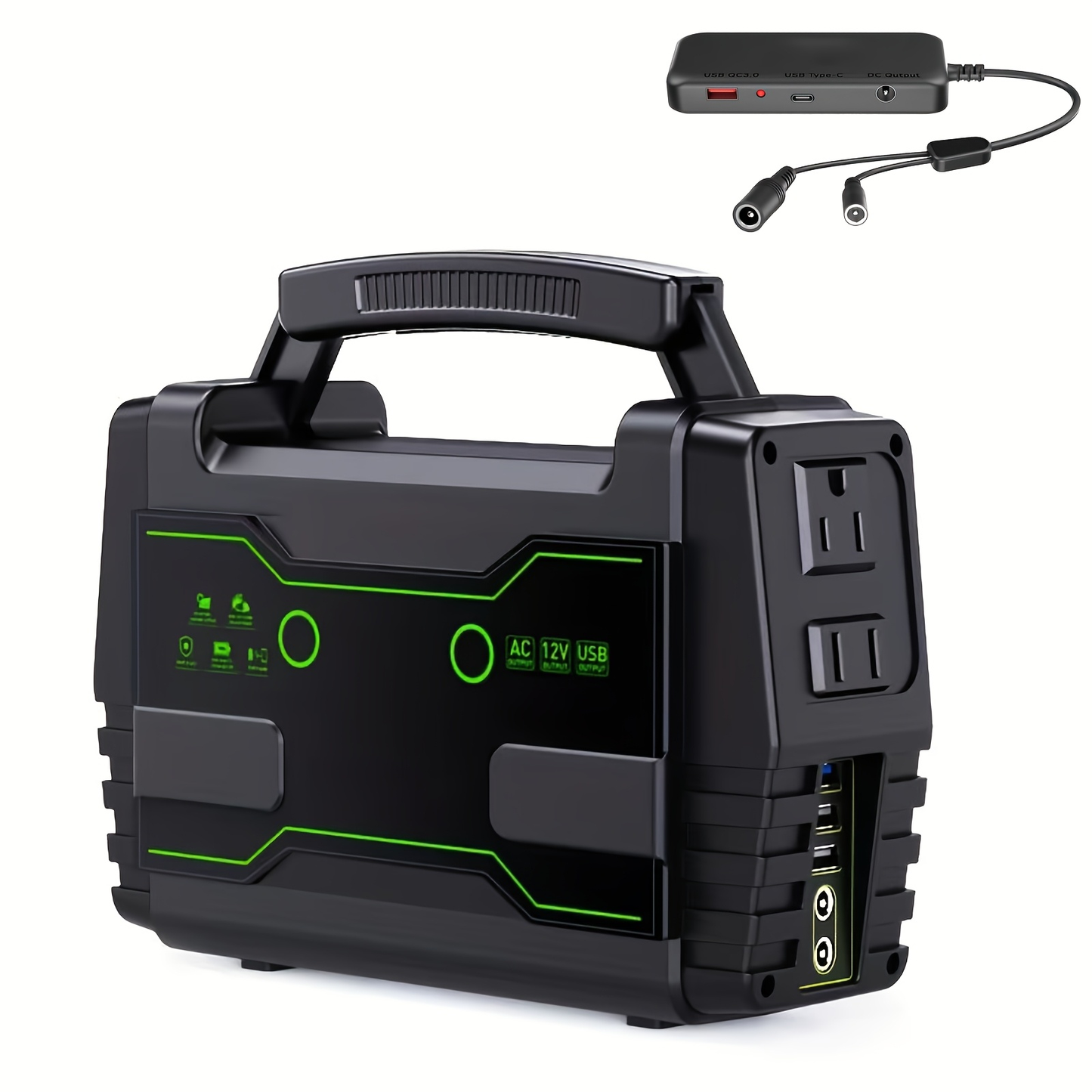 Portable Power Station 155WH/222WH with Solar Panel Option - Solar Generator, Lithium Battery Pack, AC Outlet, USB, LED Light for Camping, RV, Home Emergency Backup, Laptop, Outdoor Use