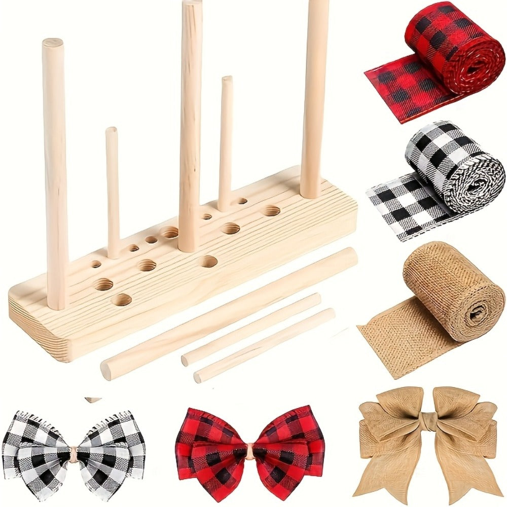 Nine-Piece Wooden Wreath and Bow Maker Tool Set with Peg Board and Assorted Craft Accessories