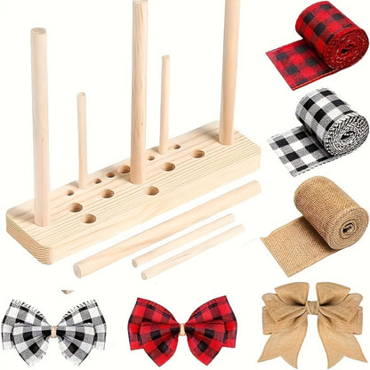Nine-Piece Wooden Wreath and Bow Maker Tool Set with Peg Board and Assorted Craft Accessories