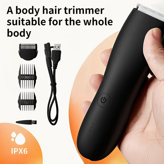 Bikini Trimmer for Women & Groin Trimmer for Men IPX6 Waterproof Body Hair Trimmer Replaceable Ceramic Blades Limit Comb Electric Manscaping Groomer Black Green Purple Pink