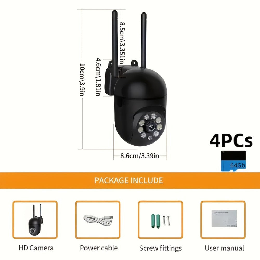 3MP AI Indoor Security Camera 4 Pack – Dual Band 2.4G/5G WiFi, AI Motion Detection with Audio Alert, Full-Color Night Vision, Two-Way Audio, Cloud Storage, Wall Mount Home Surveillance System