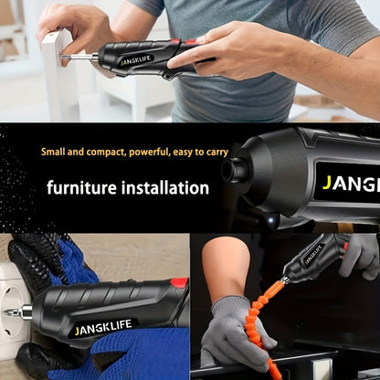 Sixteen-Piece Electric Screwdriver Set, 90-Degree Rotatable Cordless Driver with 1200mAh Rechargeable Battery