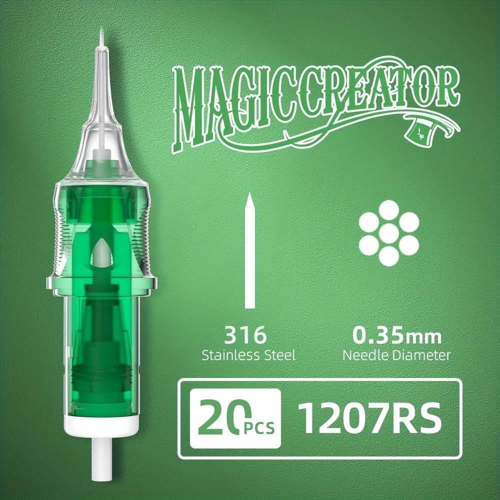 Disposable Tattoo Needles 20pcs Mixed Set RL RS M1 C-M — Multi-Gauge High Transparency Cartridge, Lasting Sharpness, Ample Ink Capacity, for Professional Artists & Beginners