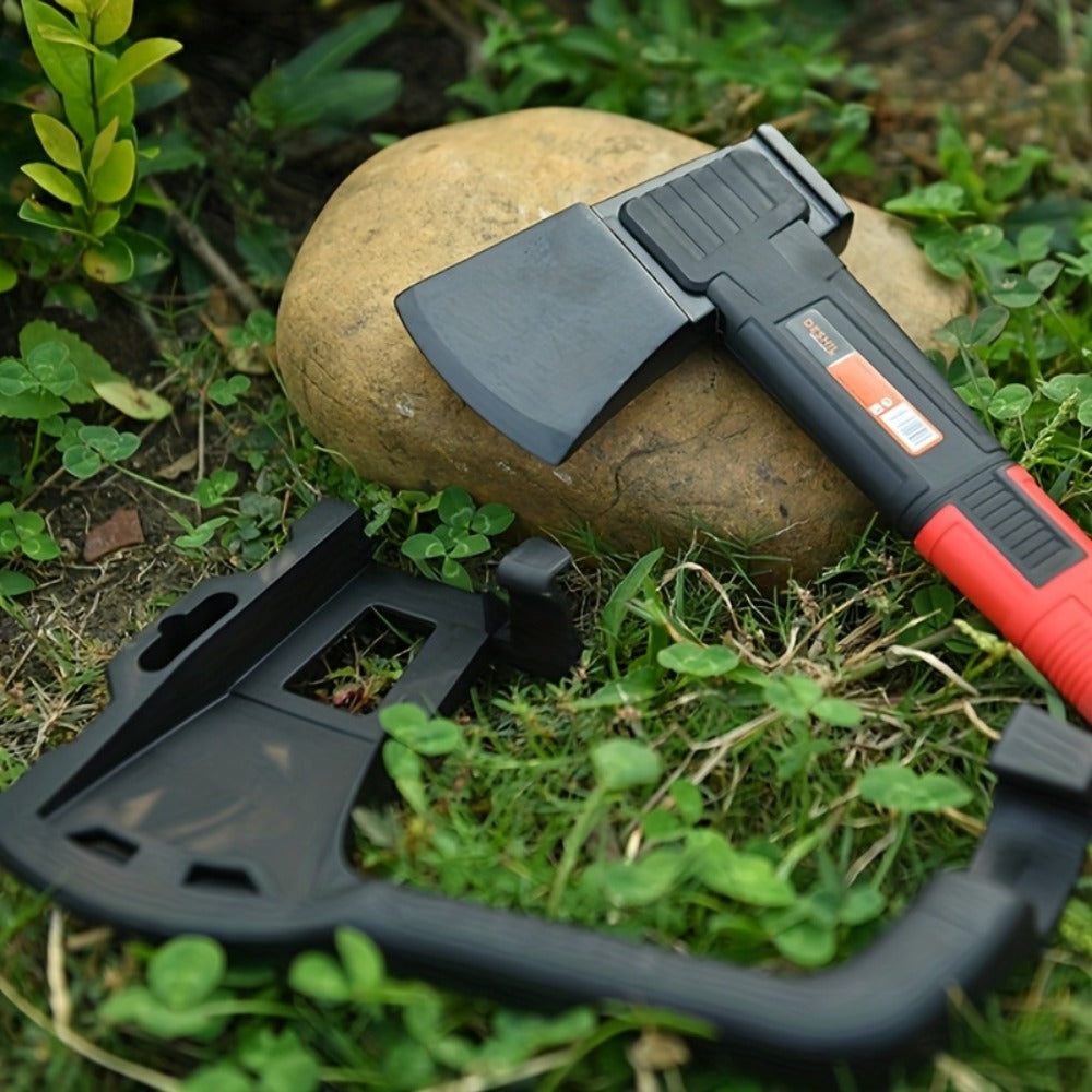 15-Inch Camping Hatchet with 45 Carbon Steel Head, Non-Slip Handle, Blade Cover and Optional Whetstone