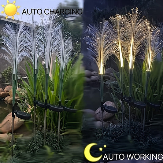 Solar Garden Lights Golden Grass Stakes, IP54 with 1- or 2-Piece Options and Separate Panels