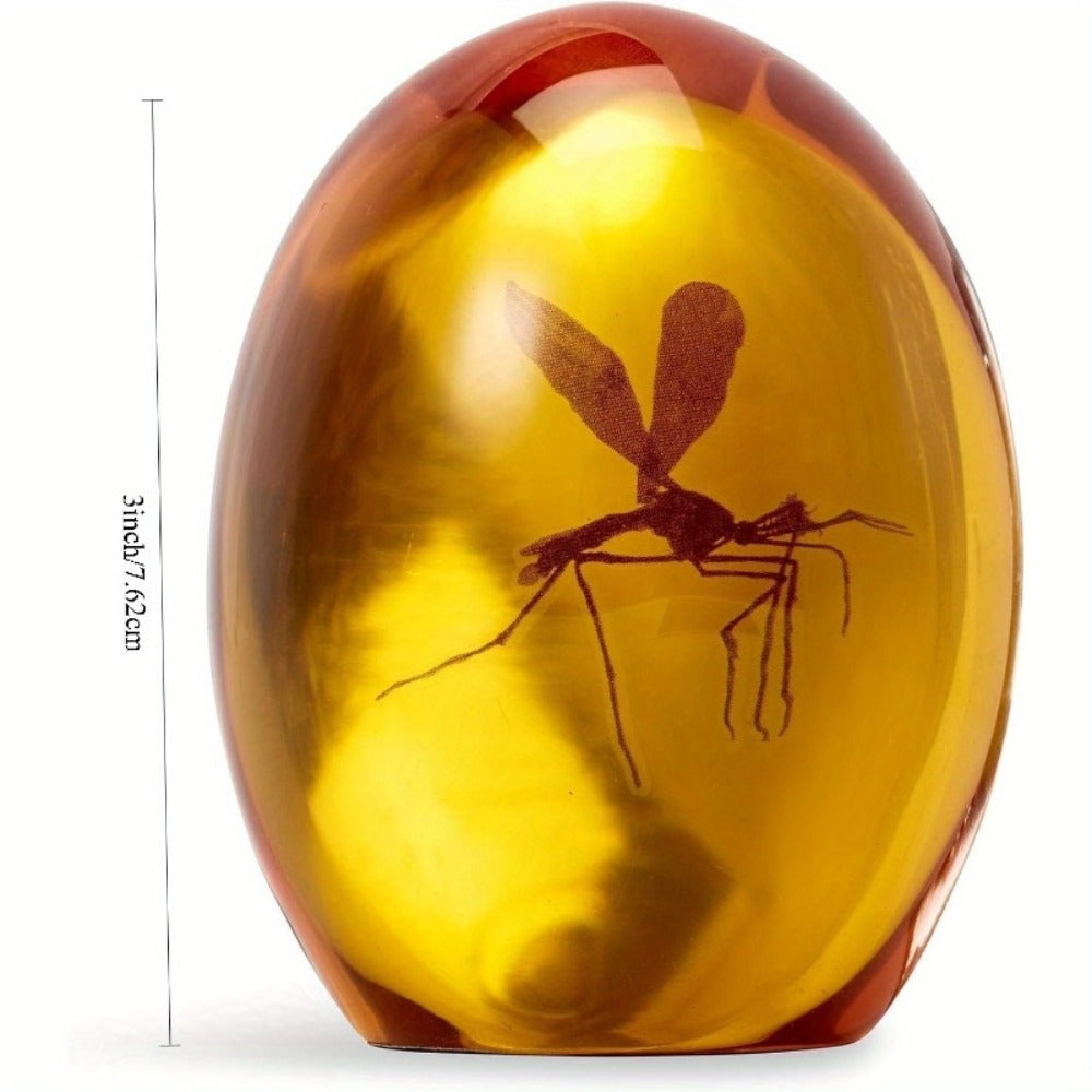 Amber-Look Mosquito Specimen Figurine with Oval Resin Form and Three-Inch Listed Height Pictured