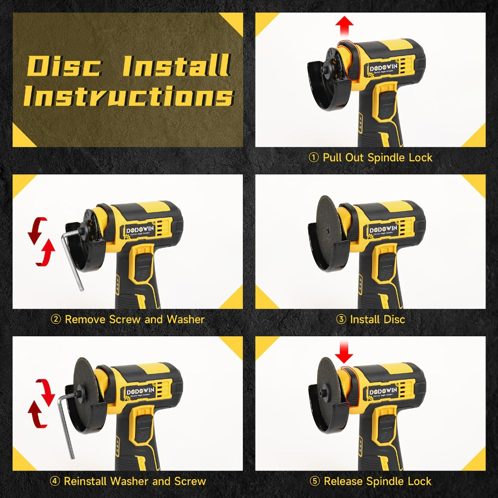 Power Tools DODOWIN 12V Mini Cordless Angle Grinder with 19,500 and 5,000 RPM Modes and Battery Options