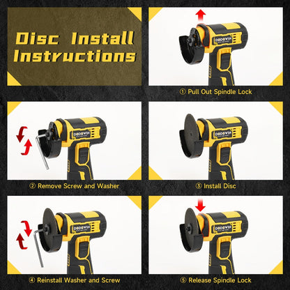 Power Tools DODOWIN 12V Mini Cordless Angle Grinder with 19,500 and 5,000 RPM Modes and Battery Options