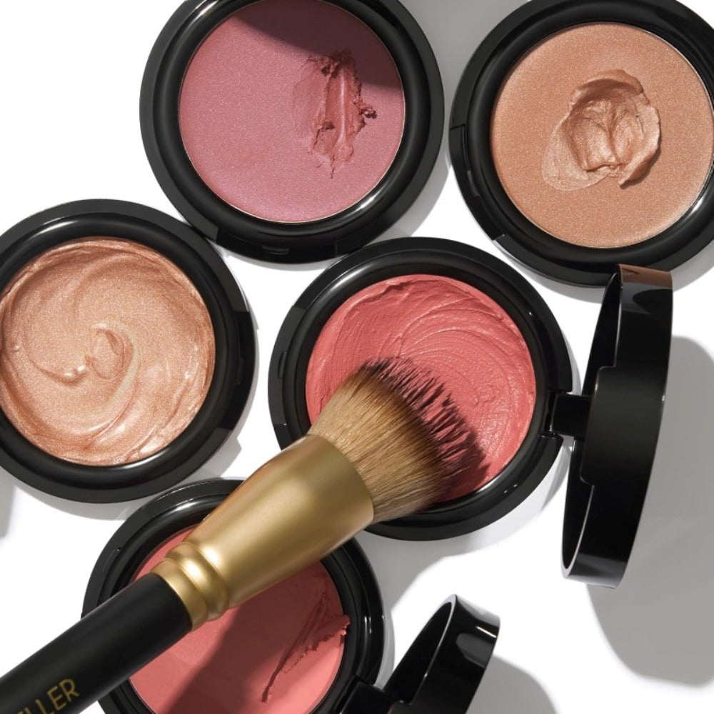 Cream Blush Beauty Balm Starter Kit with Brush – Hydrating Squalane Formula for Face & Lips Natural Pink Glossy Brightening Finish Medium