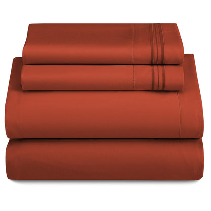 Bed Sheet Set 1800-Series Microfiber with Six Fitted-Sheet Sizes and Twenty Solid Color Choices