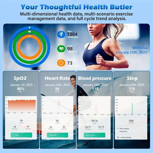 Smart Health Tracker Ring – Sleep Monitor, Steps Calories Body Temp Blood Pressure HRV Menstrual Cycle Tracking, iOS Android App, Sizes 7-13 | Rose Gold Black Silver