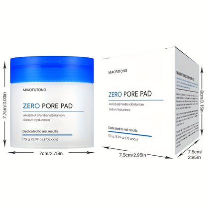 AHA BHA Toner Pads Zero Pore 70pcs - Deep Cleansing, Oil Control & Hydration with Hyaluronic Acid, Salicylic Acid & Rosemary Leaf Oil | Gentle Exfoliating Pads