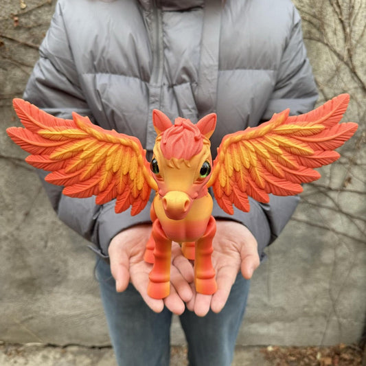 Pegasus Flying Horse Figurine Articulated 3D Printed – Large Poseable Mythology Fantasy Sculpture 10 Color Styles, Movable Joints Desk Decor Unique Gift for Kids Adults Horse Lovers