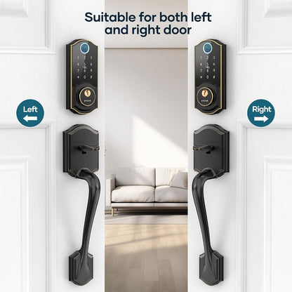 Smart Door Lock SMONET Fingerprint Keypad Bluetooth Deadbolt Handle Set in Bronze Black or Silver