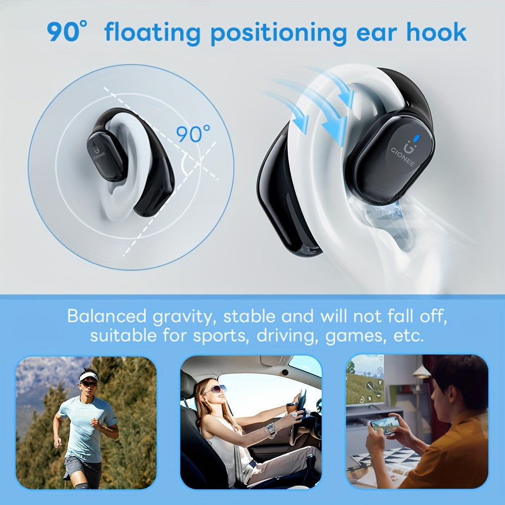 Gionee 90° Suspension Sport Earhook Wireless Earphones, Digital Display Charging Case Noise Cancelling HD Sound