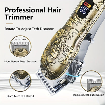 Hair Clippers & Trimmers GSRY Bronze Four-Tool Grooming Set with LCD Displays, USB Charging and Guide Combs