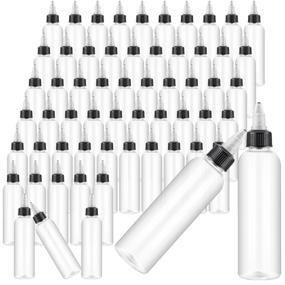 Squeeze Bottles 4oz 100 Pack with Twist Top Caps Empty Plastic Refillable Dispensing Bottles BPA Free for Hair Oil Essential Oil Condiment Sauce Lotion Skincare Salon Kitchen Restaurant Use
