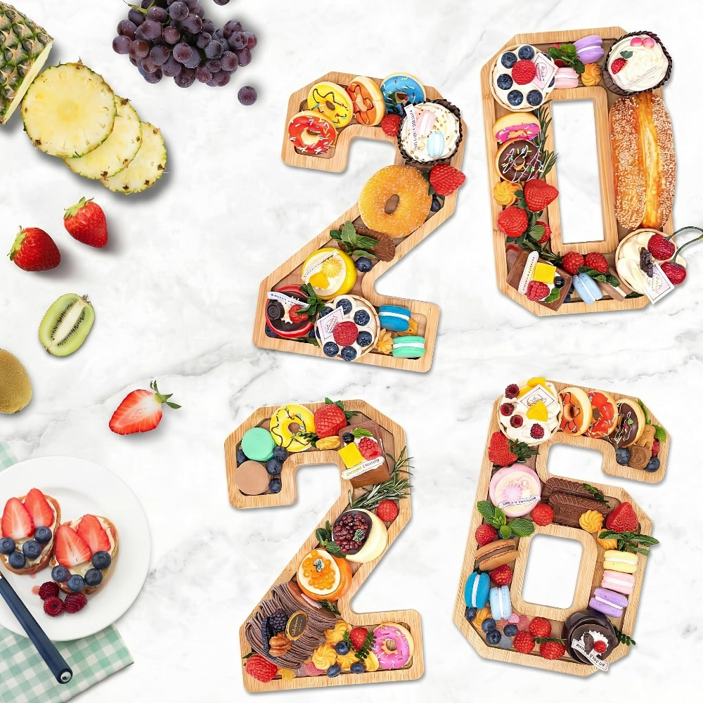 Party Decorations Fillable Wood-Look Letter and Number Trays with BABY, ONE, 2026 or GRAD Options