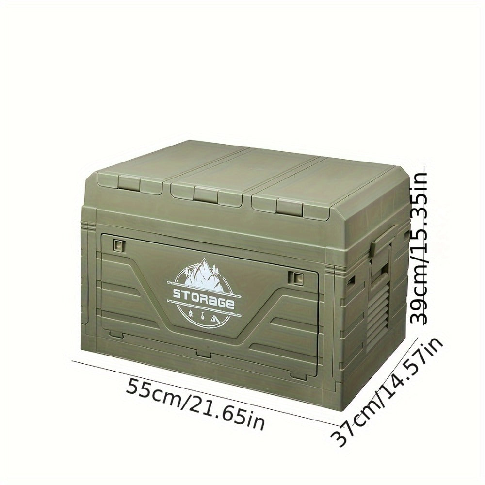 Foldable Storage Box Car Trunk Organizer – Large Capacity Collapsible Plastic Bin with Lid for Camping, Outdoor, Home & Vehicle Use, Portable Folding Crate with Table Function