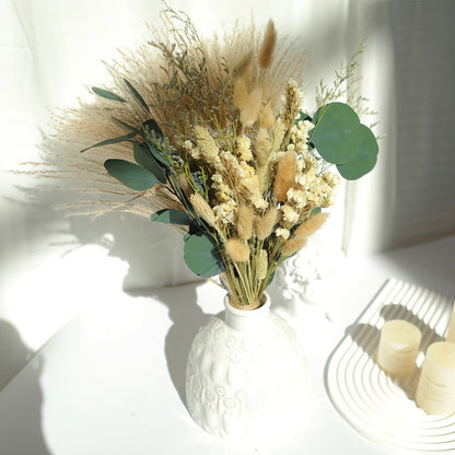 Natural 42-Piece Pampas Grass Bouquet with Eucalyptus and Dried Botanical Stems for Vase Decor