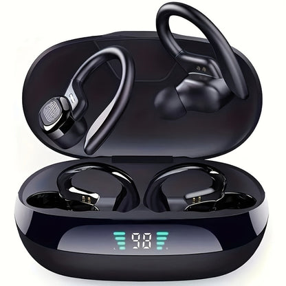 Wireless Earbuds Bluetooth 5.4 Open-Ear Sport Hooks with 24-Hour Playtime and LED Case for Running
