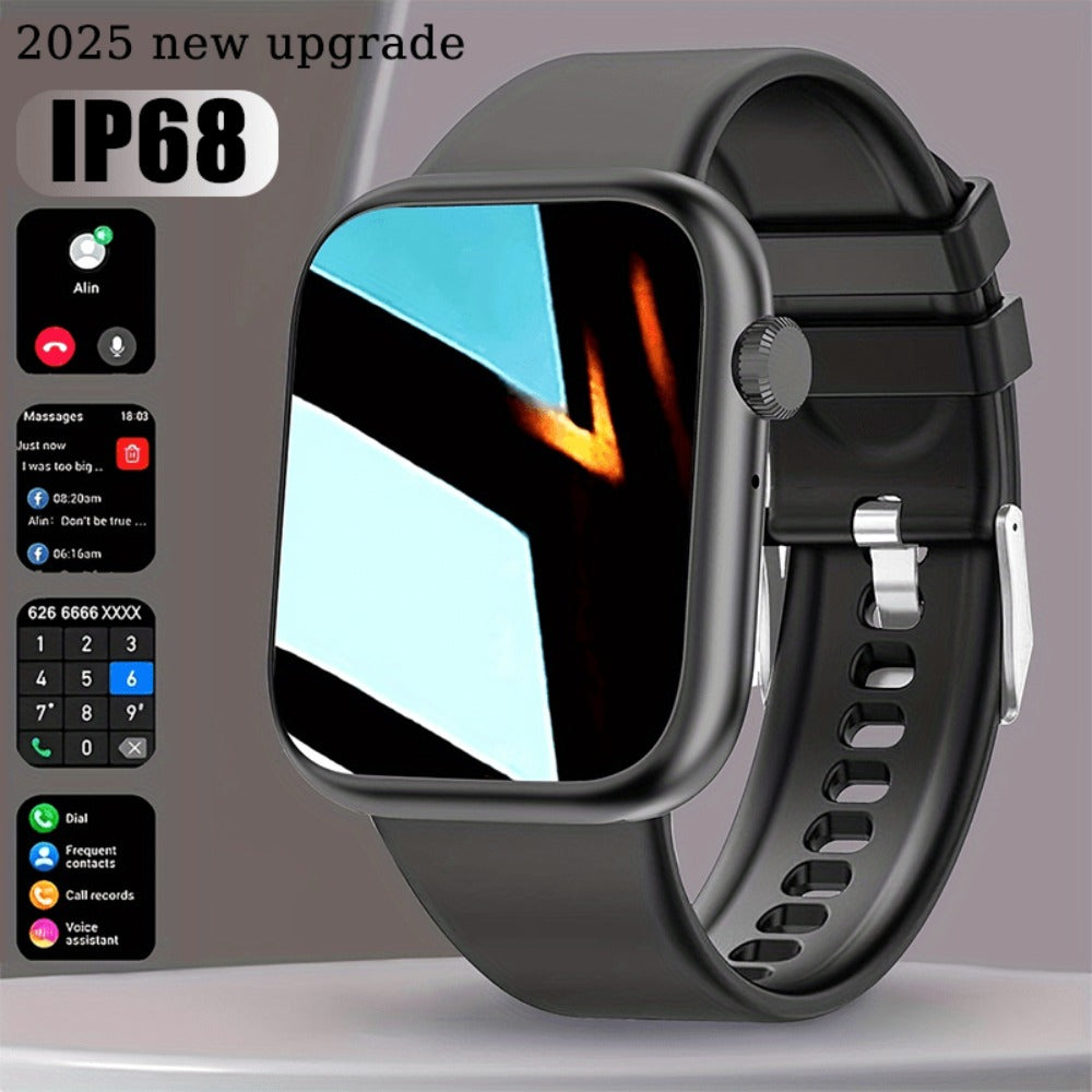 IP68 Waterproof Swimming Smartwatch Bluetooth Calling HD Display Music Control Sleep Health Monitor Long Battery Multi-Sport Modes iOS Android Compatible – Jet Black Blush Pink Silver Round