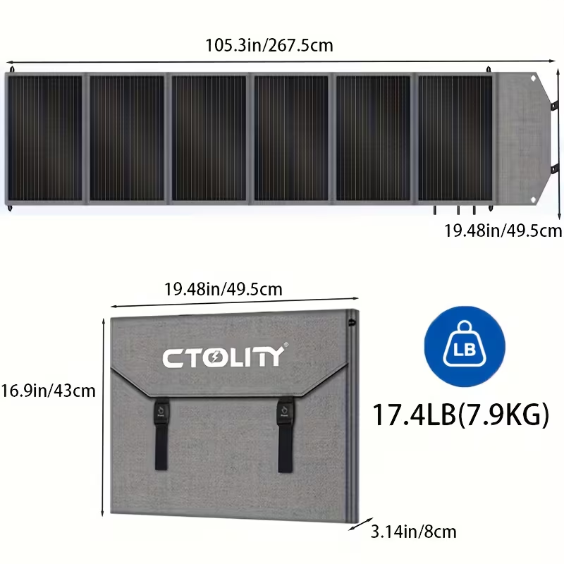 Monocrystalline High Power Solar Panel, 400W/200W/100W Portable Solar Panel, Foldable Solar Blanket, Solar Cell Efficiency Up To 23%, Suitable For Outdoor Adventure Boat Power Station, Garden, Courtyard, Roof, Camping RV Solar Generator