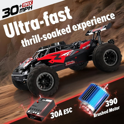 Remote Control Car, 1:18 Scale Alloy Monster Truck with 2.4GHz Control, LED Headlights and Red or Yellow Finish