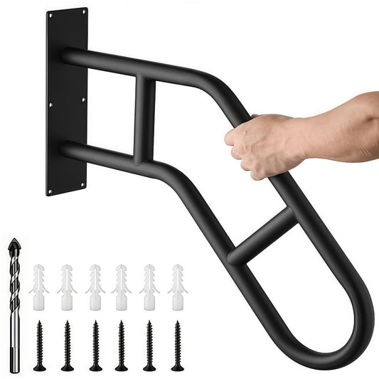 Stair Handrail Outdoor Anti-Slip Wall Mounted for 1-3 Steps – U-Shaped Carbon Steel Grab Bar, 600 lb Capacity, Rust-Resistant, for Porch, Garden, Bathroom – Safe for Elderly, Kids, Disabled & Pregnant