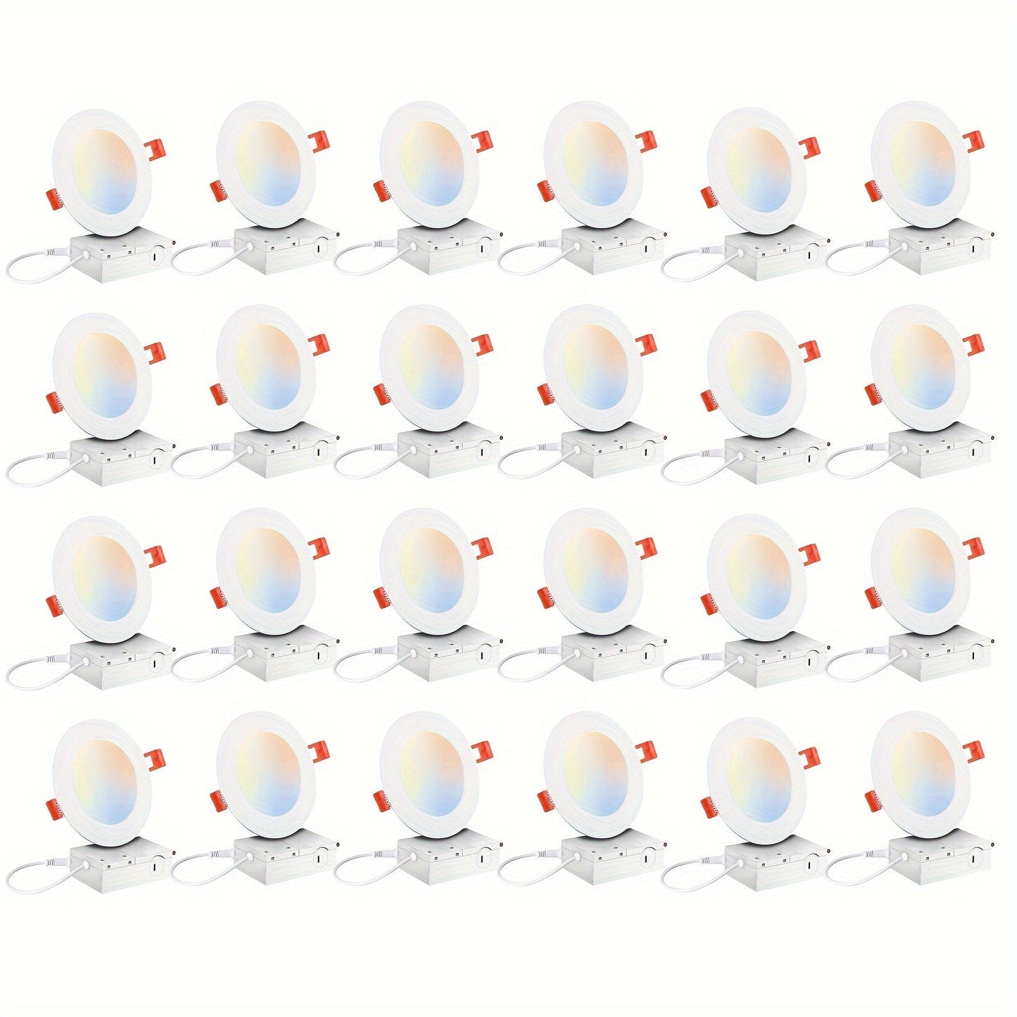 6 Inch LED Recessed Light 5CCT Selectable Dimmable - 12W 1050LM, 2700K-5000K, ETL Listed Slim Canless Downlight for Kitchen, Bedroom, Living Room & Office (6 / 24 / 48 / 72 / 96 Pack)