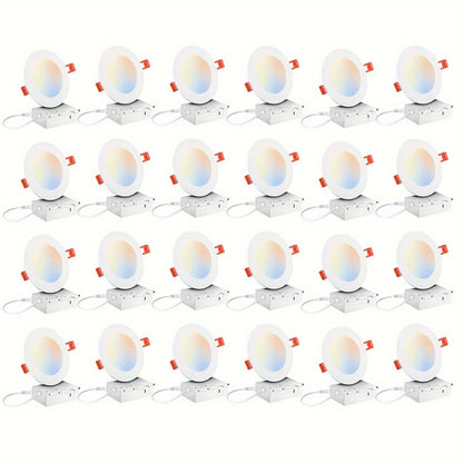 6 Inch LED Recessed Light 5CCT Selectable Dimmable - 12W 1050LM, 2700K-5000K, ETL Listed Slim Canless Downlight for Kitchen, Bedroom, Living Room & Office (6 / 24 / 48 / 72 / 96 Pack)