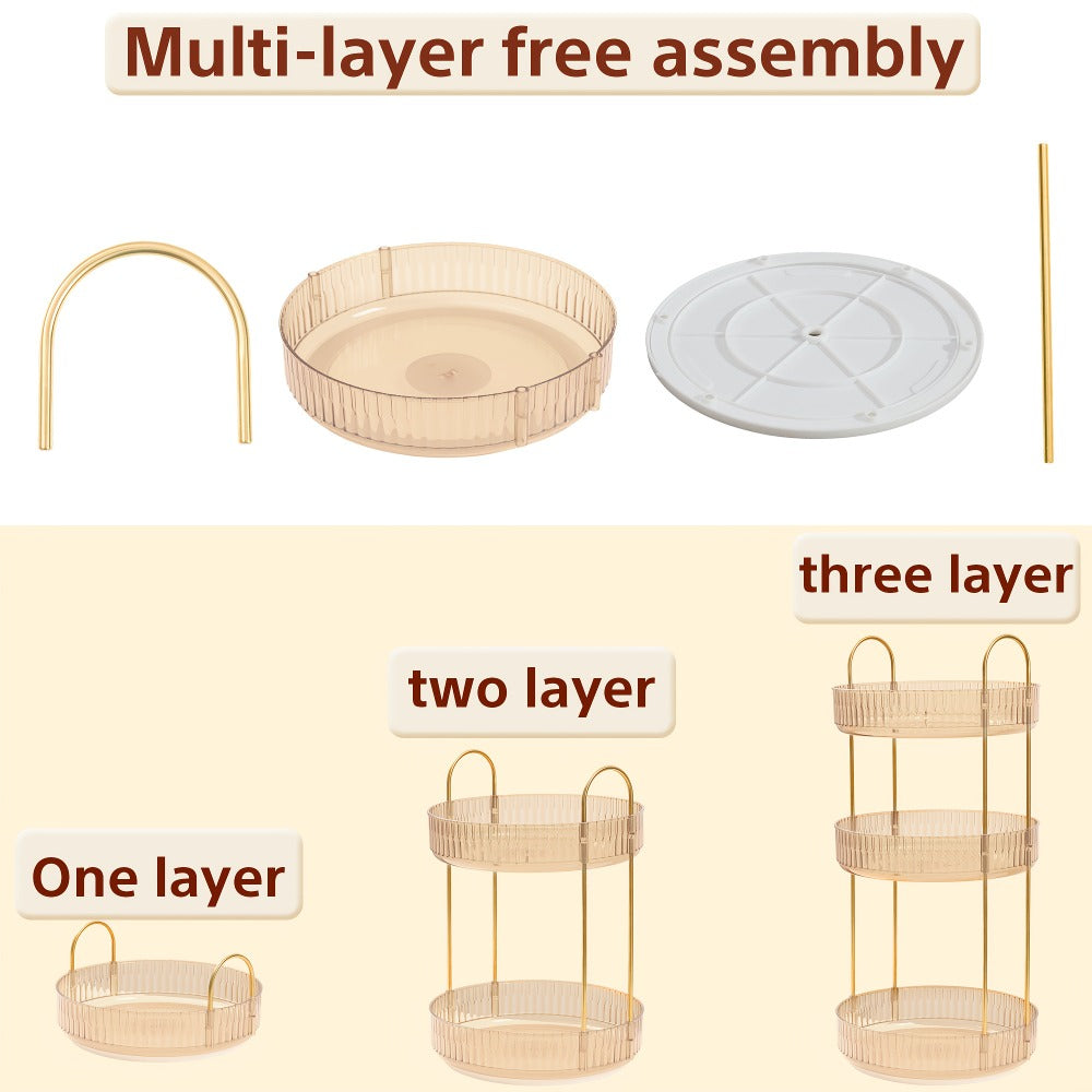 Rotating Multi-Level Makeup Organizer with Detachable Trays and 12 Exact Color-and-Layer Options