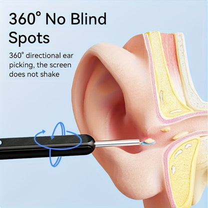 Wireless Ear Camera Ear Wax Removal Kit 1080P HD 6-LED – App-Controlled Visual Ear Cleaner for Adults and Pets, Compatible with All Smartphones, Multiple Cleaning Heads, Portable Ear Scoop Tool