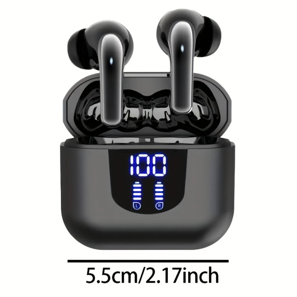 Bass Stereo Wireless Earphones Bluetooth 5.4, 40-Hour Playtime In-Ear Earbuds with Noise Cancelling Mic & LED Display, Touch Control Type-C Charging, Compatible with Laptop Tablet Phone, Sport Exercise