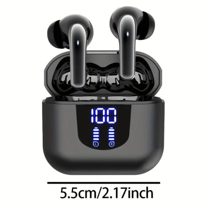 Bass Stereo Wireless Earphones Bluetooth 5.4, 40-Hour Playtime In-Ear Earbuds with Noise Cancelling Mic & LED Display, Touch Control Type-C Charging, Compatible with Laptop Tablet Phone, Sport Exercise