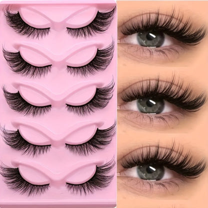 Cat-Eye False Eyelashes Bulk Bundle with Six Packs of 30 Pairs in Stacked Pink Storage Trays