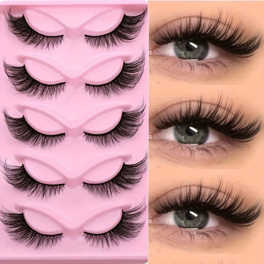180 Pairs False Eyelashes Bulk Value Pack — Long Thick Cat Eye Strip Lashes, 6 Packs of 30 Pairs Flexible Clear Band Reusable Wispy Lashes for Glamorous Eye Makeup, Holiday Gift & Everyday Wear