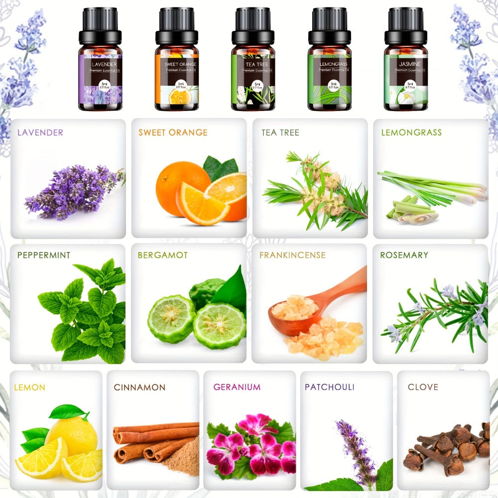 Essential Oil Set – Pure Natural Aromatherapy Oils in Amber Glass Bottles for Diffuser & Humidifier, DIY Fragrance, Valentine's Day & Holiday Gift for Women, Girls, Friends & Family (12/20/26pcs)