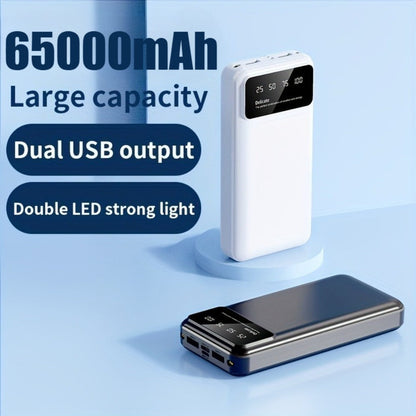 65000mAh Portable Power Bank with LED Display USB Charger for iPhone 17 16 15 14 13 12 11 XS Android Phones Tablets – High Capacity Emergency Backup Battery Pack for Travel Outdoor Camping