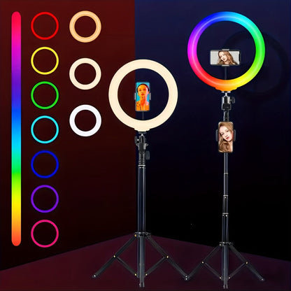 Selfie Ring Light Desk 12 Inch with Phone Holder 360 Rotating Pan Head Desk Tripod 17 RGB for an Everyday Personal Care Routine