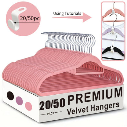 Non-Slip Velvet Hangers with 360° Rotating Hook & Hanger Buckles – Space Saving Closet Organizer Set (50pcs or 20pcs)