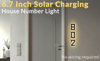 LED Solar House Number Light 6.7 Inch Wall Mounted – Smart Sensor Illuminated Address Number for Home Decor, No Wiring Energy-Saving Solar Powered Outdoor Light