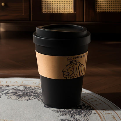 Compact Desktop Trash Can with Lift-Off Lid and White or Black Lion-Print Checkout Options