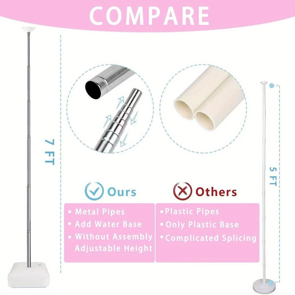 Balloon Column Stand Set of 2 with Pump – Adjustable 1.57–7 ft Telescopic Party Decoration Stand for Weddings, Birthdays & Graduations