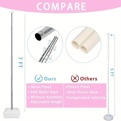Balloon Column Stand Set of 2 with Pump – Adjustable 1.57–7 ft Telescopic Party Decoration Stand for Weddings, Birthdays & Graduations