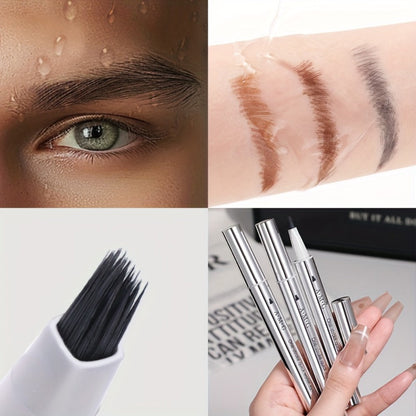 2-in-1 Eyebrow and Hairline Pen with Dense Multi-Fork Brush, Pointed Tip and Three Brown-to-Black Shades