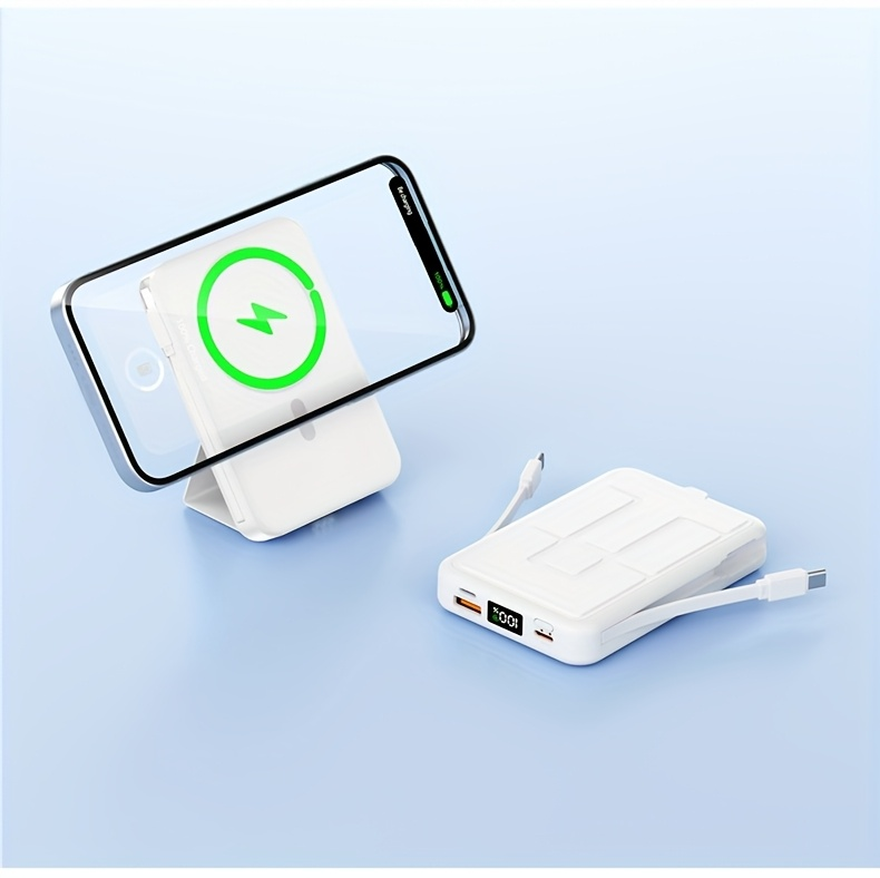 10000mAh Mobile Power, 22.W Magnetic Charging Treasure, Comes with Convenient Dual Cable, with LED Power Display, Stand Mobile Power, Can Charge 5 Devices At The Same Time, Comes with Stand, Can Be On The Plane