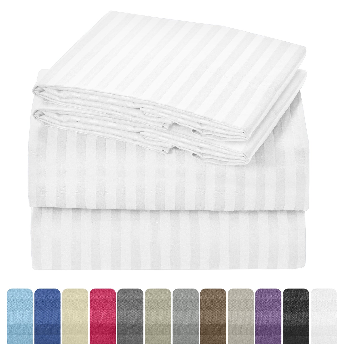 Striped Microfiber Sheet Set with 3- or 4-Piece Packages, 11 Colors and Six Bed Size Options